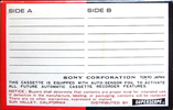 Compact Cassette Sony Auto-Sensor 60 Type I Normal 1968 USA