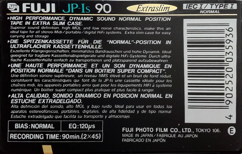 Compact Cassette Fuji JP-Is 90 Type I Normal 1990 Europe