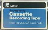 Compact Cassette Zayre Superphonic 60 Type I Normal 1974 USA
