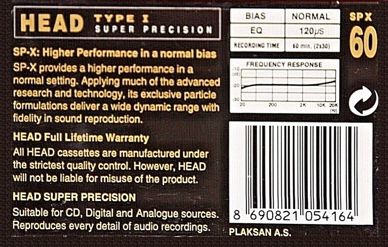 Compact Cassette Head SP X 60 Type I Normal 1995 Turkey