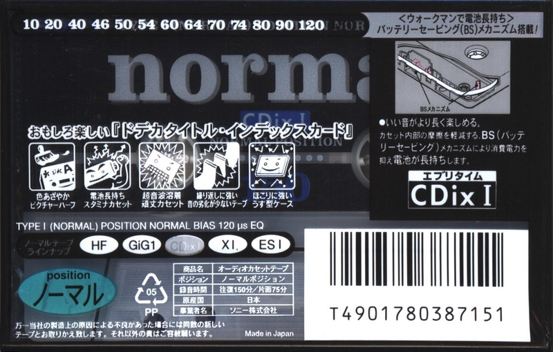 Compact Cassette Sony CDix I 150 "C-150CDX1D" Type I Normal 1996 Japan
