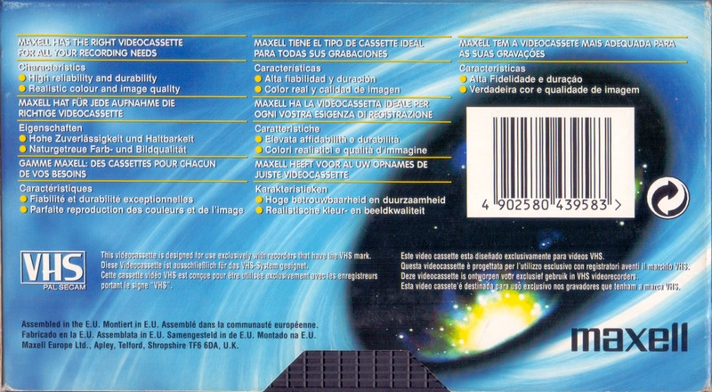 VHS, Video Home System Maxell M 240 Type I Normal 1998 Europe