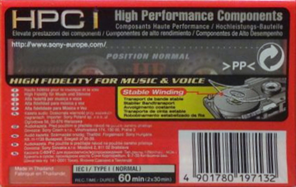 Compact Cassette Sony HF 60 Type I Normal 2000 Europe