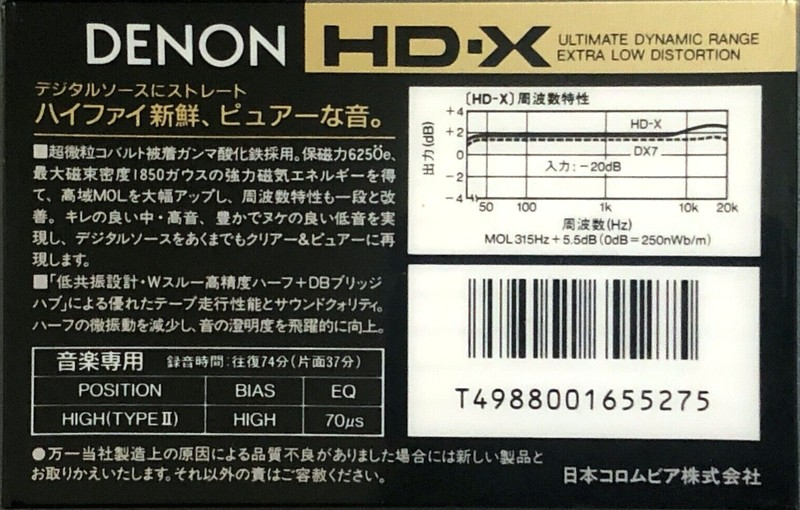 Compact Cassette Denon HD-X 74 Type II Chrome 1987 Japan