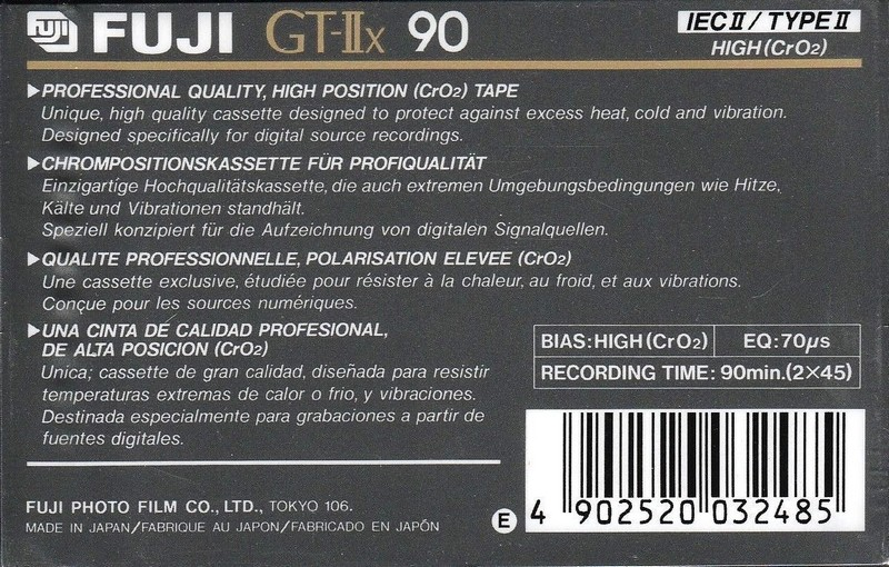 Compact Cassette Fuji GT-IIx 90 Type II Chrome 1989 Europe
