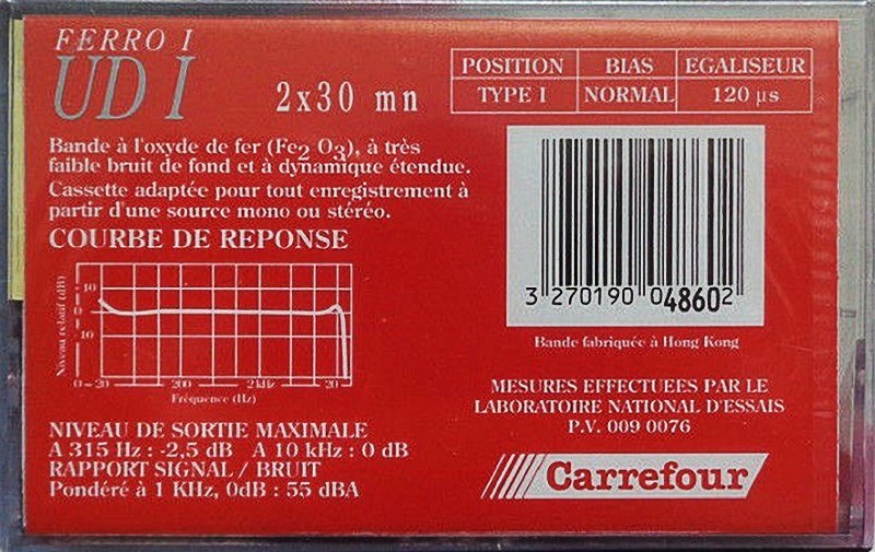 Compact Cassette Carrefour UD I 60 Type I Normal France
