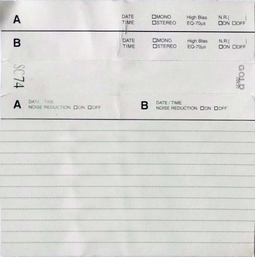 Compact Cassette Gold Tech SC 74 Type II Chrome 1994 Italy