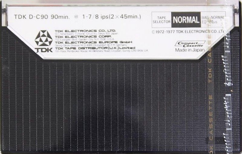 Compact Cassette TDK D 90 Type I Normal 1975 Europe, USA
