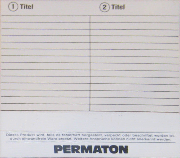 Compact Cassette Permaton Super Ferro I 90 Type I Normal 1984 Germany
