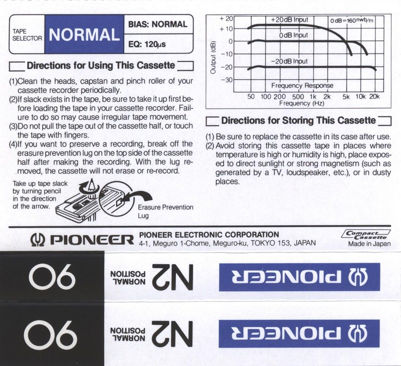 Compact Cassette Pioneer N2 90 Type I Normal 1981 Japan