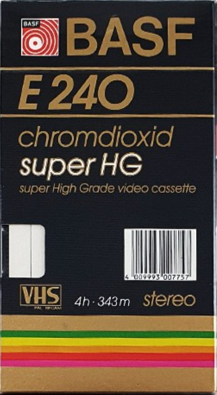 VHS, Video Home System BASF super HG 240 Type II Chrome 1985 Europe