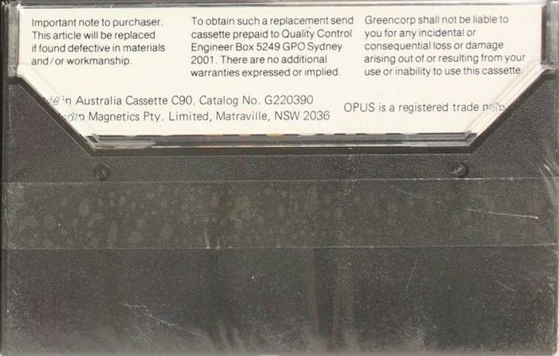 Compact Cassette Opus Car 90 Type I Normal 1977 Australia