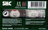 Compact Cassette SKC AX 60 Type I Normal 1995 Europe