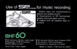 Compact Cassette Sony BHF 60 Type I Normal 1978 North America