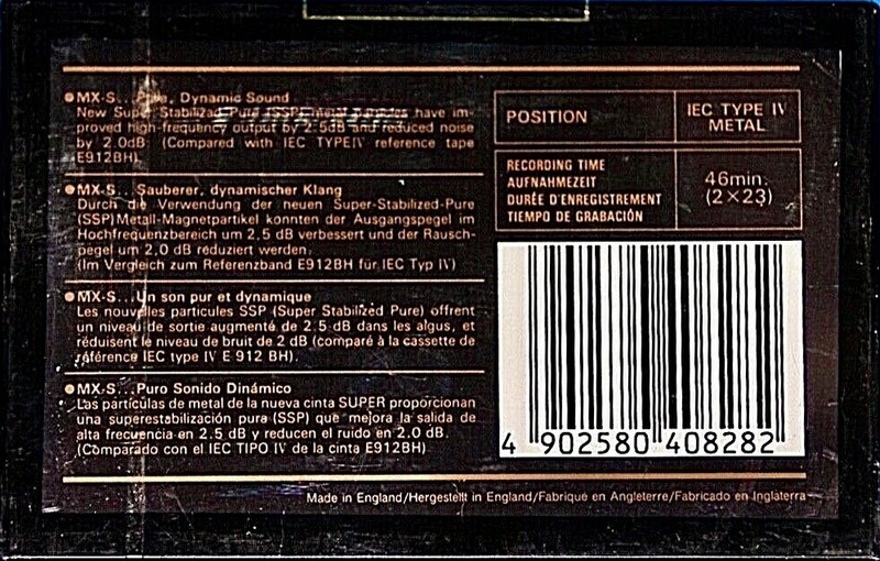 Compact Cassette Maxell MX-S 46 Type IV Metal 1990 Europe