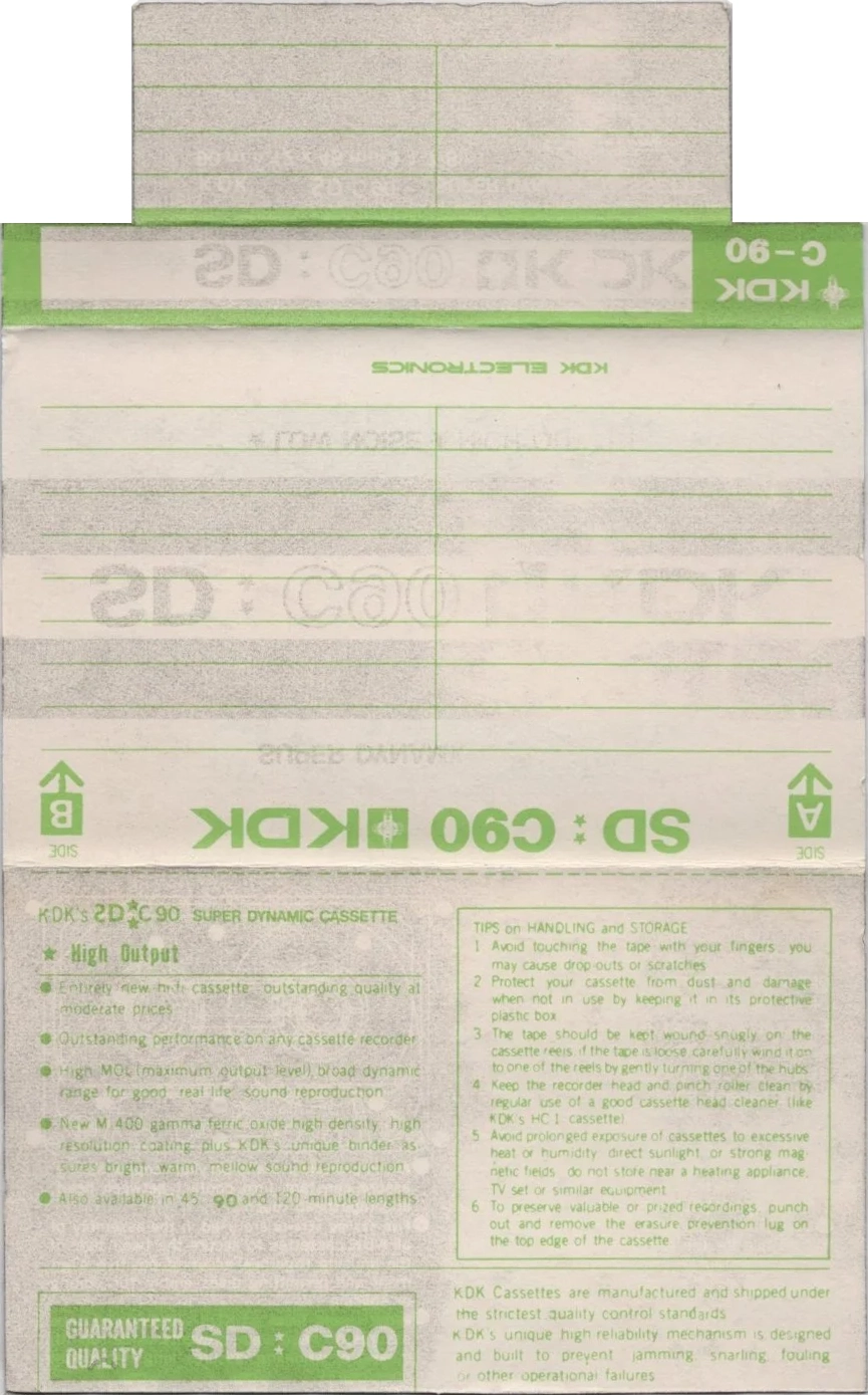 Compact Cassette KDK SD 90 Type I Normal 1973 Worldwide
