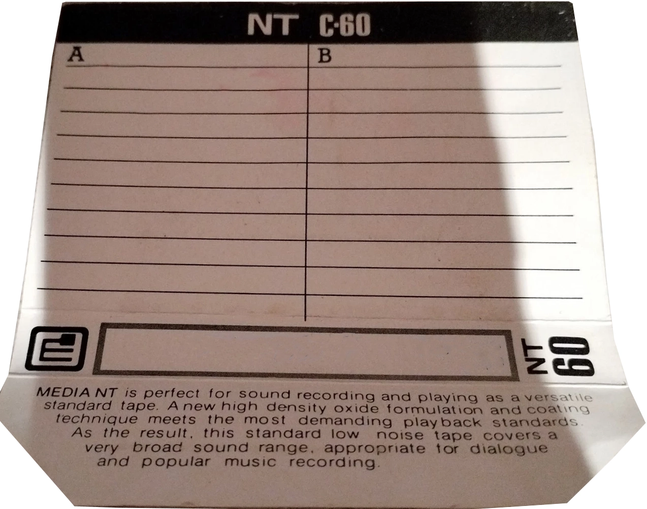 Compact Cassette Media NT 60 Type I Normal 1980 South Korea