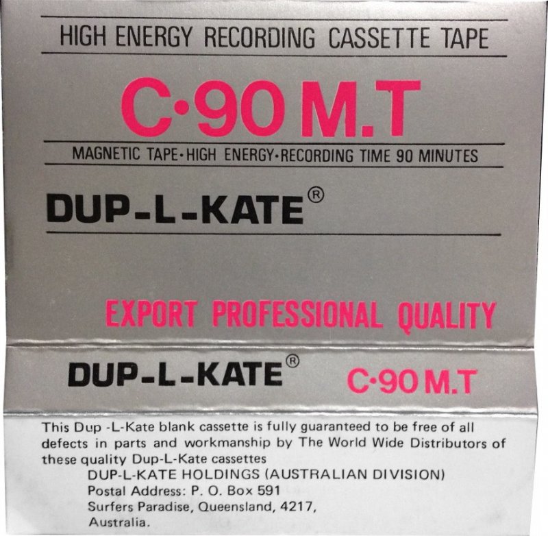 Compact Cassette Dup-L-Kate 90 "C-90 M.T" Type I Normal Australia