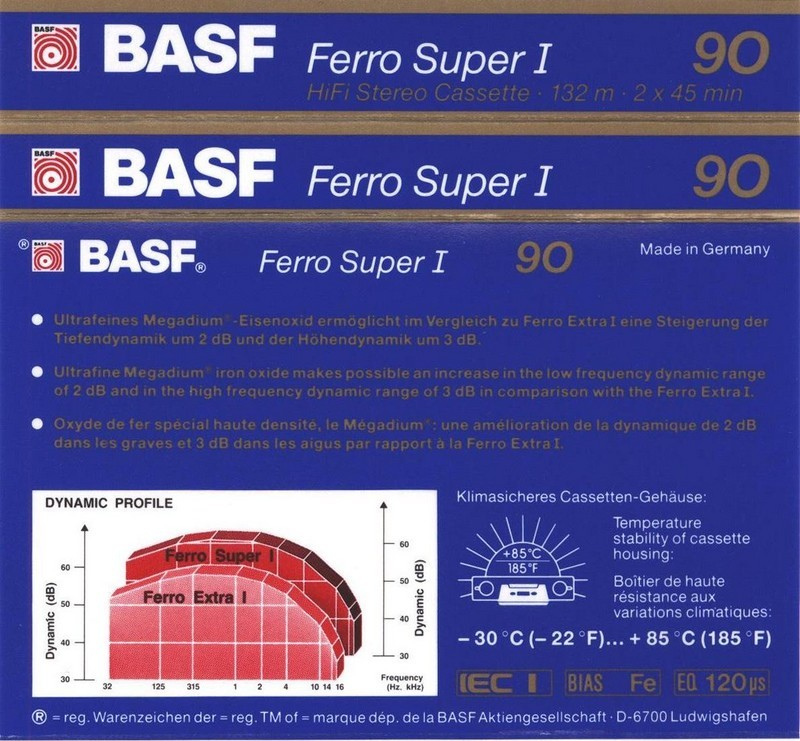 Compact Cassette BASF Ferro Super I 90 Type I Normal 1988 Europe