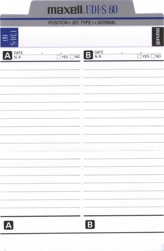 Compact Cassette Maxell UDI-S 60 Type I Normal 1986 Europe