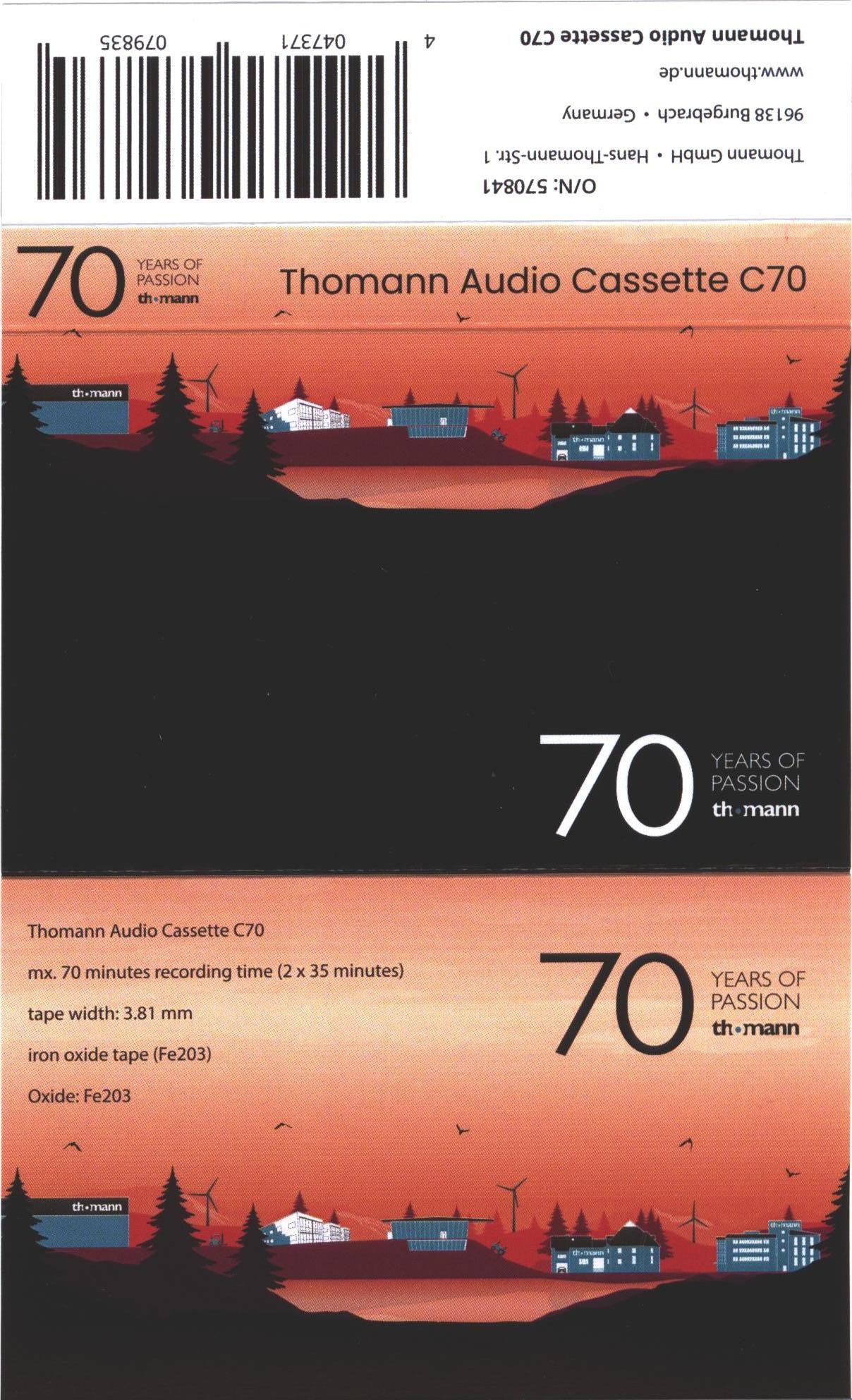 Compact Cassette Thomann 70 "70th Anniversary Special Edition" Type I Normal 2024 Europe