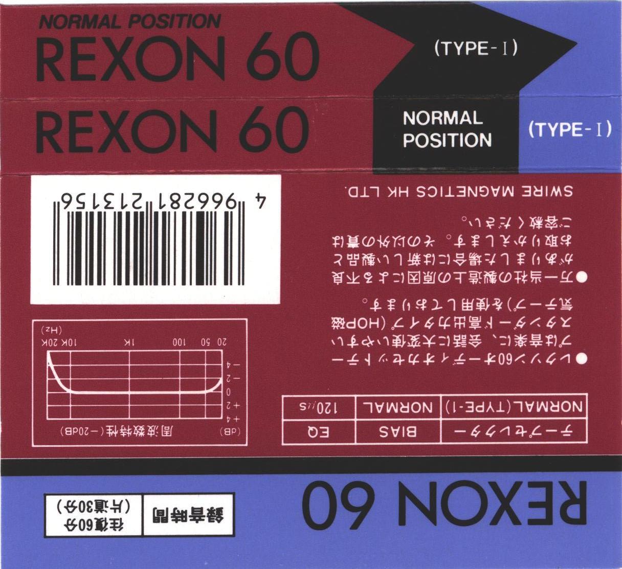 Compact Cassette Rexon 60 Type I Normal Japan
