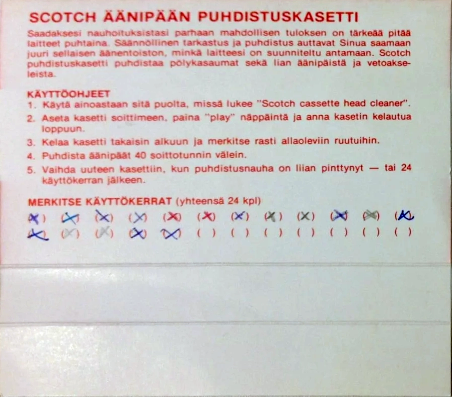 Compact Cassette Scotch Cleaning Cassette 1981 Finland