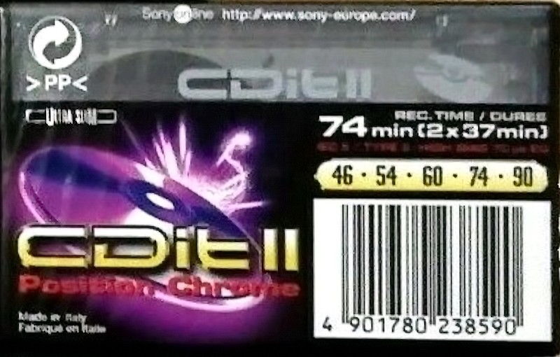 Compact Cassette Sony CDit II 74 "C-74CDIT2B" Type II Chrome 1996 Europe