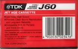 Compact Cassette TDK J 60 Type I Normal 1990 Worldwide