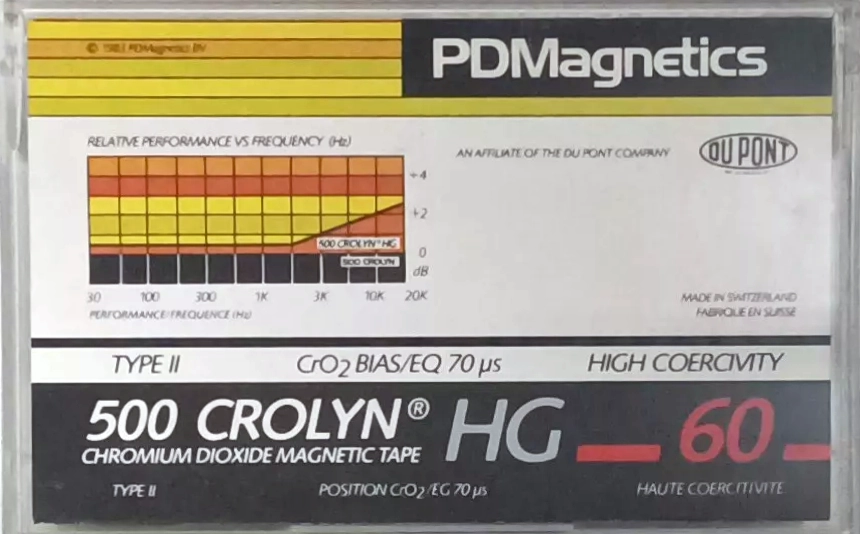 Compact Cassette PDM 500 Crolyn 60 "HG" Type II Chrome 1983 Europe
