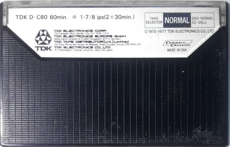 Compact Cassette TDK D 60 Type I Normal 1975 Europe, USA