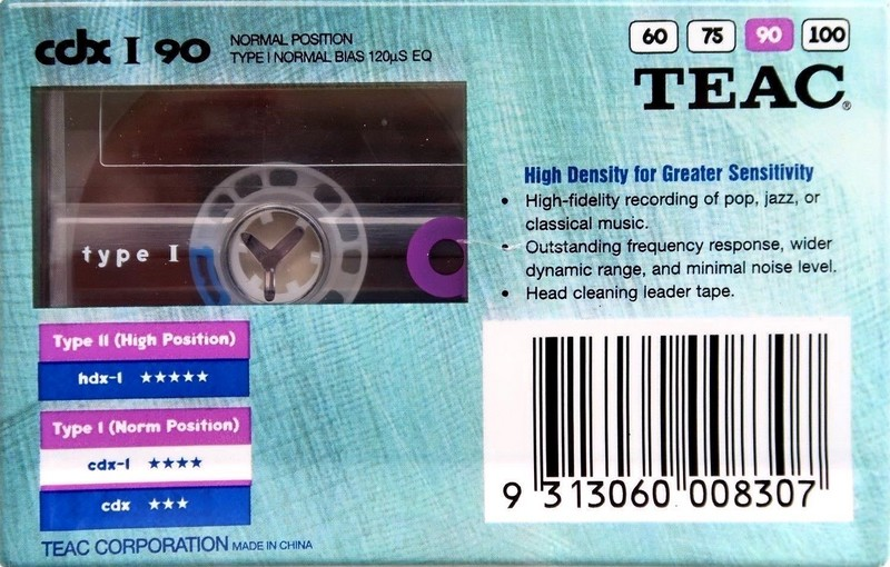 Compact Cassette Teac CDX I 90 Type I Normal 1990 Worldwide