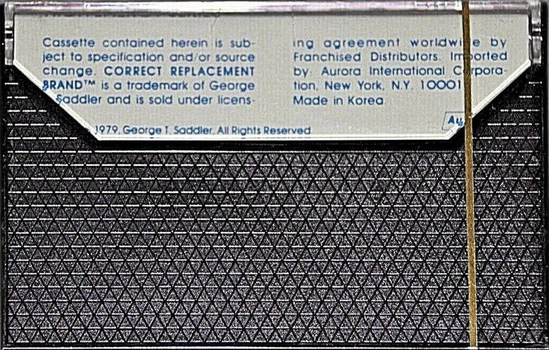 Compact Cassette Correct Replacement 90 Type I Normal 1979 North America