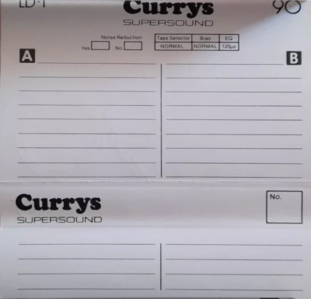 Compact Cassette Currys LD-1 90 Type I Normal 1981 UK