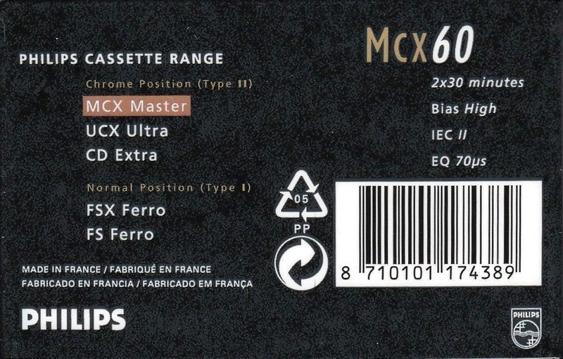 Compact Cassette Philips MCX Master 60 Type II Chrome 1993 Europe