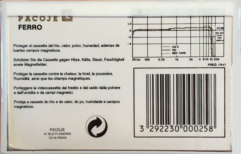 Compact Cassette Pacoje CD-X Ferro 90 Type I Normal 1987 Europe