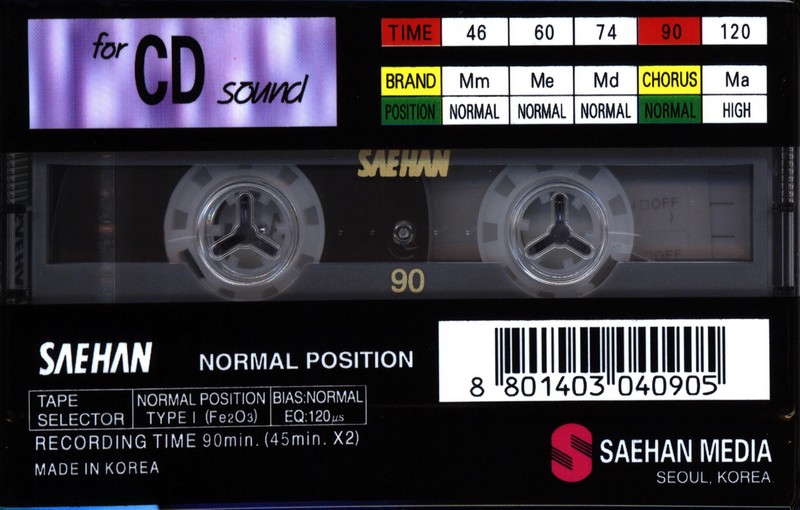 Compact Cassette Saehan Chorus 90 Type I Normal 1996 Europe