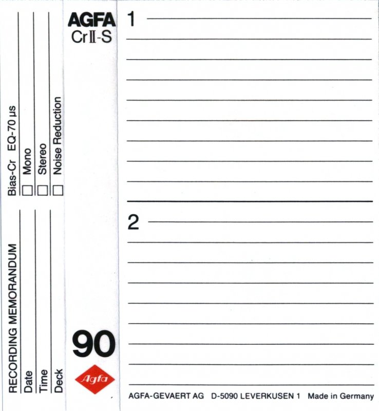Compact Cassette AGFA Superchrom HDX 90 "Cr II-S" Type II Chrome 1982 Europe
