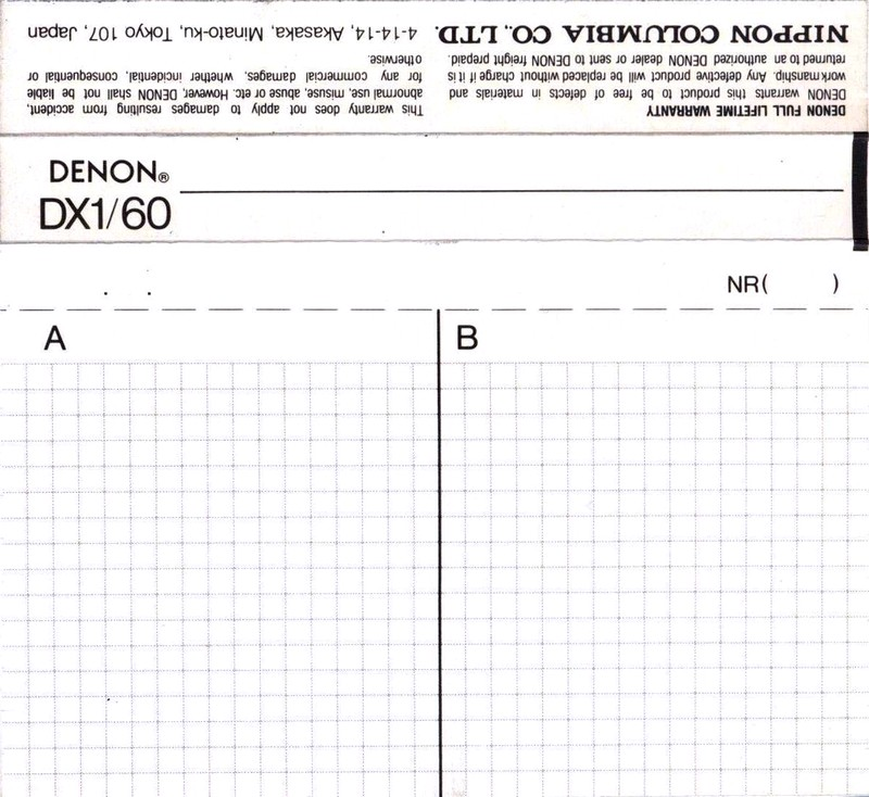 Compact Cassette Denon DX1 60 Type I Normal 1990 Europe