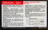 Compact Cassette Denon DX1 60 Type I Normal 1990 Europe