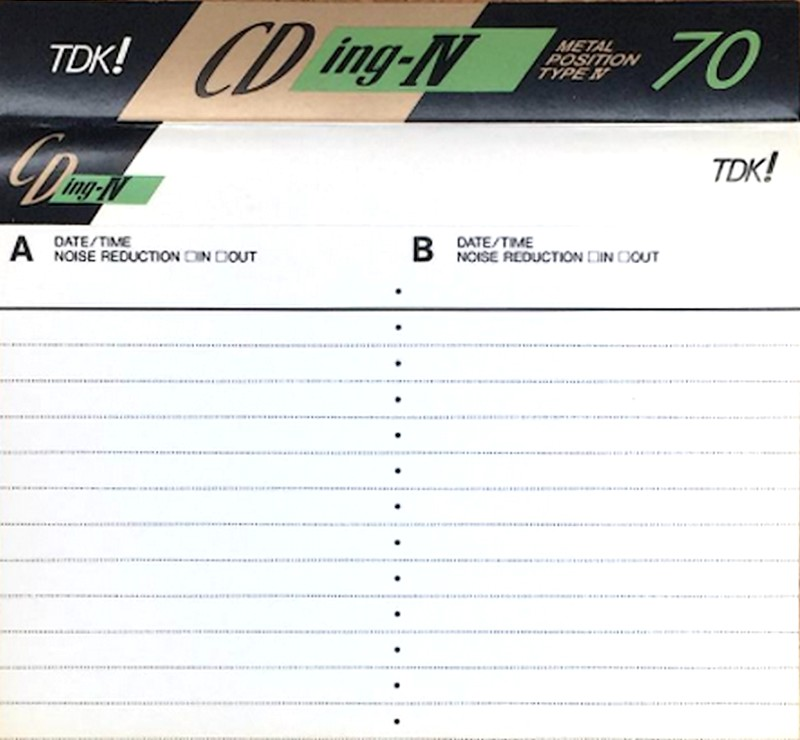 Compact Cassette TDK CDing Metal 70 &quot;CDING4-70M&quot; Type IV Metal 1990 Japan