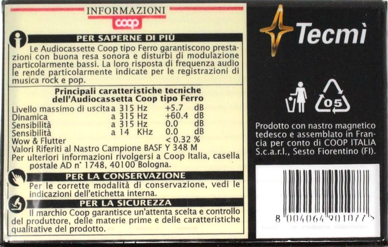 Compact Cassette Coop Tecmi 74 Type I Normal Italy