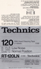 Compact Cassette Technics LN 120 "RT-120LN" Type I Normal 1979 Europe