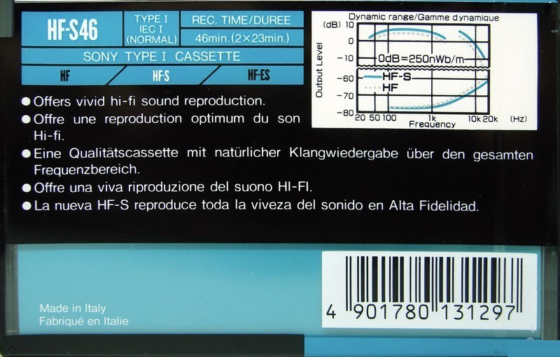 Compact Cassette Sony HF-S 46 Type I Normal 1990 Europe
