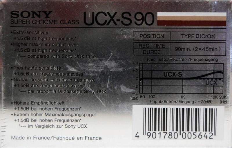Compact Cassette Sony UCX-S 90 Type II Chrome 1985 Europe