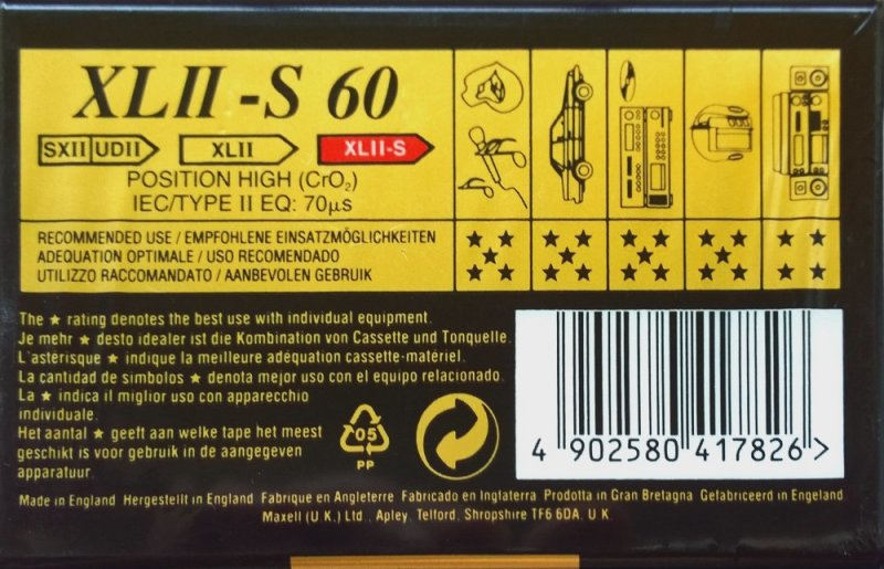 Compact Cassette Maxell XLII-S 60 Type II Chrome 1994 Europe