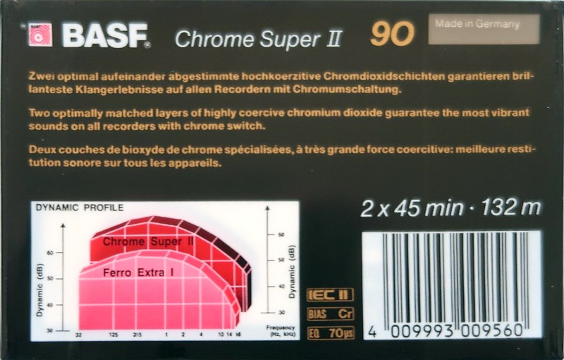 Compact Cassette BASF Chrome Super II 90 Type II Chrome 1988 Germany