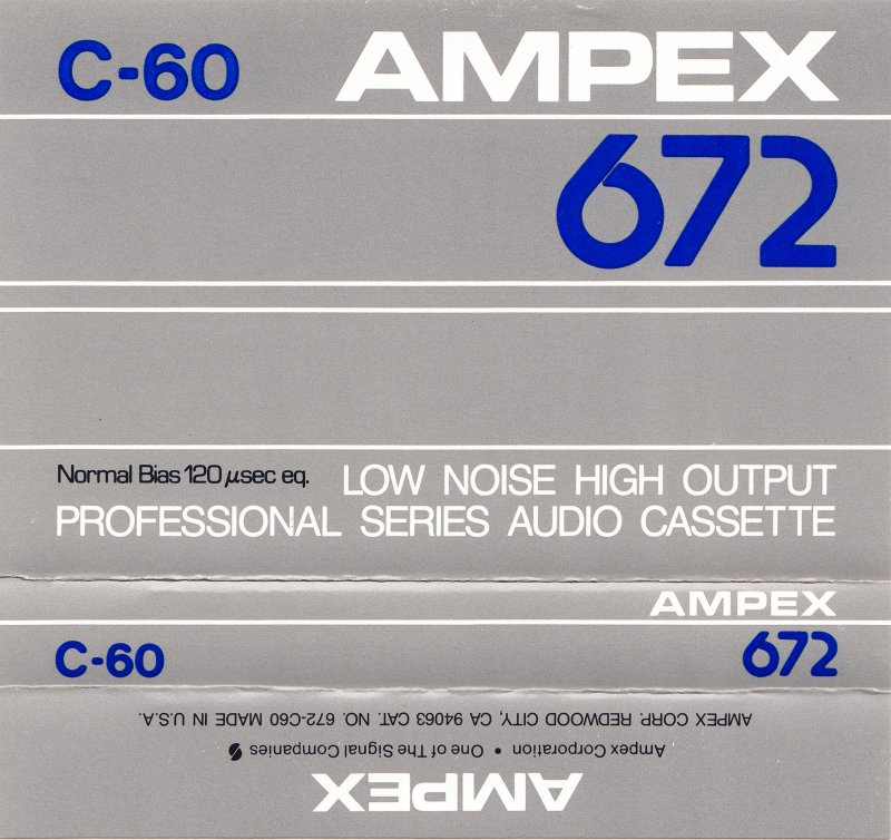Compact Cassette Ampex 672 60 Type I Normal 1985 USA