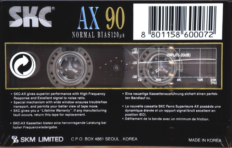 Compact Cassette SKC AX 90 Type I Normal 1999 Europe