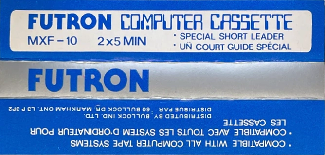 Compact Cassette Futron MXF 10 Computer Cassette 1984 Canada